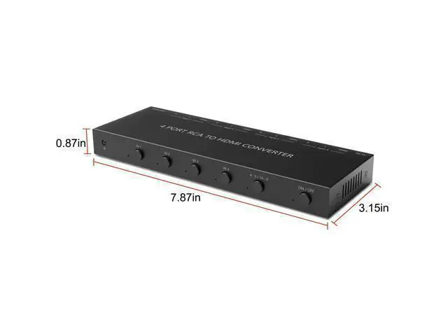 Alt view image 5 of 7 - 4 Port RCA to HDMI Converter 1080P/720P RCA Composite CVBS AV Switch to HDMI Converter Adapter Support 4:3/16:9 Switch, for Sega Xbox PS1 PS2 PS3 N64 NGC SNES WII VHS VCR Camera DVD(With Remote