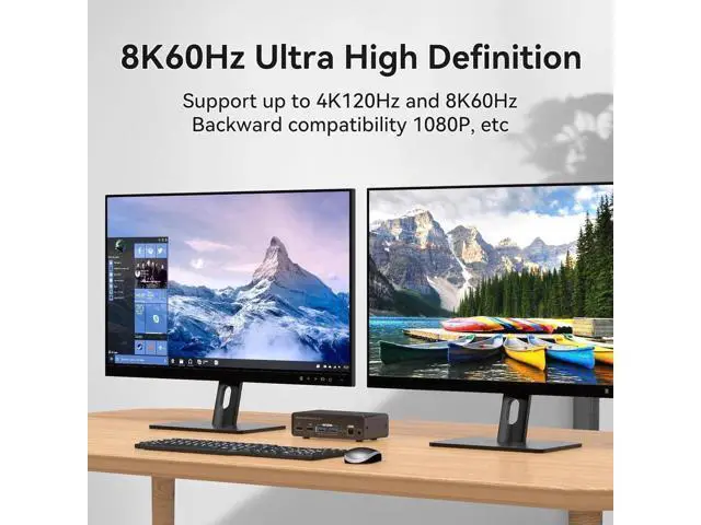 Alt view image 5 of 7 - 2 Port Dual Monitor DisplayPort KVM Switch 2 in 2 Out, 8K60Hz 4K120Hz Displayport KVM Switch for 2 Monitors 2 Computers Shared 4 USB Device Support DP1.4 With USB3.0 to USB C Cable - Aluminium