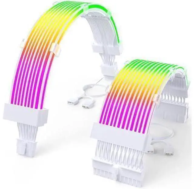 Main image of JAENFONG RGB 12VHPWR Cable Set,ARGB PSU Cable Extension of Soft LED Strip Include 24Pin Motherboard,16 Pin GPU Power Supply Cables,for RTX 40 50 Series PC Custom,Male to Female