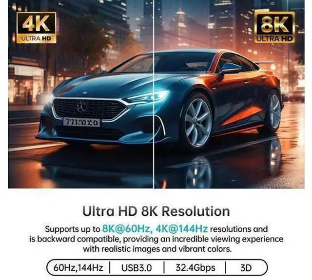 Alt view image 2 of 7 - MT-VIKI 8K Displayport KVM Switch 4 in 1 Out DP1.4 with 4 USB 3.0 Ports, Support 8K@60Hz 4K@144Hz Share 1 Monitor Keyboard Mouse U-Disk Printer, with 4 USB A to C Cables