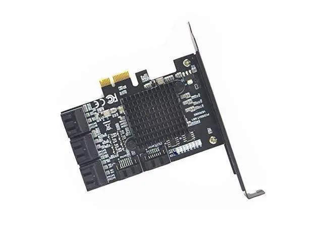 Alt view image 2 of 6 - Vszerda 8 Ports SATA 3.0 to PCIe Expansion Card Adapter Converter with 6 SATA Cables Low Profile Bracket Boot As System Disk for Marvell 88SE9215 Chip with Heat Sink HDD (6*Blue 90 °Cable)