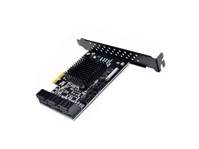 Alt view image 3 of 6 - Vszerda 8 Ports SATA 3.0 to PCIe Expansion Card Adapter Converter with 6 SATA Cables Low Profile Bracket Boot As System Disk for Marvell 88SE9215 Chip with Heat Sink HDD (6*Blue 90 °Cable)