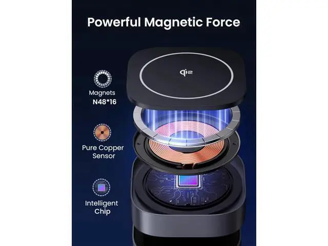 Alt view image 5 of 7 - UGREEN MagFlow Qi2 Magnetic Foldable Charging Station, 2-in-1 Fast Wireless Charger Compatible with iPhone 17/17 Air/17 Pro/17 Pro Max 16 15 14 13 12, Airpods3 2 Pro (No AC Adapter), Dark Grey