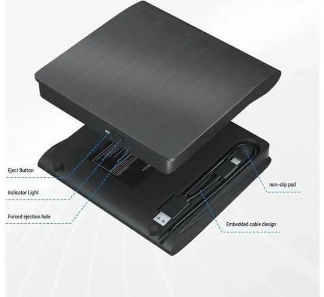 Alt view image 3 of 7 - Vszerda External Bluray DVD Drive,USB 3.0 and Type-C Portable 3D Blu-ray DVD Writer Burner, Slim Optical Blu Ray CD DVD Drive Writer Suitable for Windows XP/7/8/10/11 MacOS for PC,Laptop,Desktop, Mac