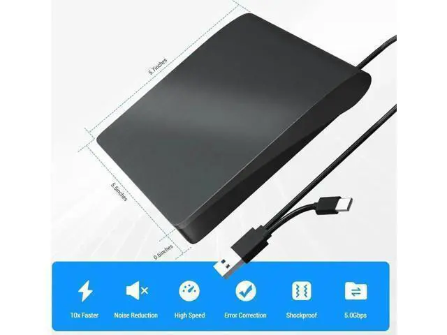 Alt view image 6 of 7 - Vszerda External Bluray DVD Drive,USB 3.0 and Type-C Portable 3D Blu-ray DVD Writer Burner, Slim Optical Blu Ray CD DVD Drive Writer Suitable for Windows XP/7/8/10/11 MacOS for PC,Laptop,Desktop, Mac