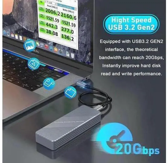 Alt view image 2 of 7 - JAENFOUSB C 3.2 MacBook SSD Enclosure for 12+16 PIN MacBook SSDs, Apple SSD Enclosure Adapter Supports for MacBook Pro,MacBook Air, Mac Pro, iMac from 2013 to 2017 Original Enclosure, with M.2 Adapter