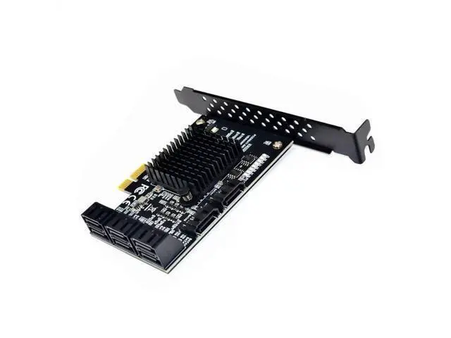 Alt view image 4 of 6 - Vszerda 8 Ports SATA 3.0 to PCIe Expansion Card Adapter Converter with 6 SATA Cables Low Profile Bracket Boot As System Disk for Marvell 88SE9215 Chip with Heat Sink HDD (6*Black 90 °Cable)
