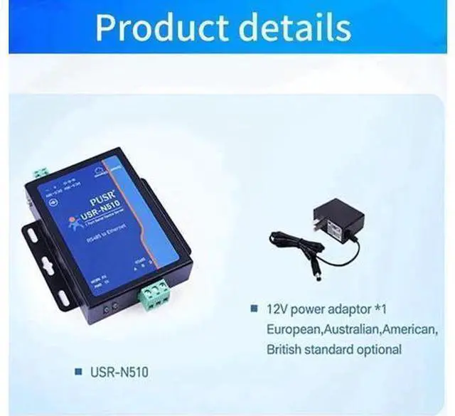 Alt view image 3 of 7 - USR-N510 New Version (H7-4) 1 Port RS485 to Ethernet Converter DC 5-36V Serial Device Server Up to 400Mhz Support Modbus RTU to Modbus TCP Virtual COM with 12V Power Adapter