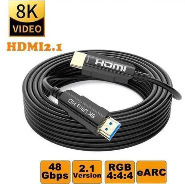 Main image of Vszerda Fiber HDMI Cable, Real UHD HDR,8K@60Hz 4K@120Hz, Fiber Optic HDMI Cable CEC, EDID, eARC, HDCP2.2, 3D, High Speed 48Gbps HDMI Fiber Optic Cable for PS4 SetTop Box HDTVs Projectors, 50m 164 ft