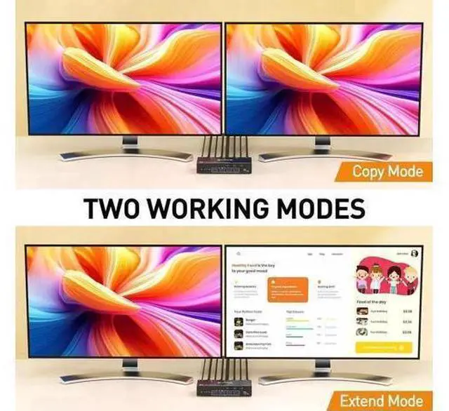 Alt view image 3 of 7 - 8K Displayport KVM Switch 2 Monitors 3 Computer, Dual Monitors USB 3.0 Displayport KVM Switcher, Supports 8K@60Hz for 3 DP Port PC Share 2 DP Monitors, Keyboard and Mouse, included Wired Remote