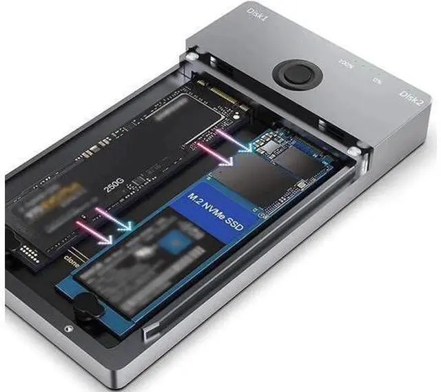 Main image of NVMe M.2 Duplicator Dual-Bay Offline Clone 10Gbps USB C USB A to NVME Docking Station for M.2 SSD M Key Hard Drives Enclosure with NVME 2230 2242 2260 2280 Up to 8TB (Dual-Bay)