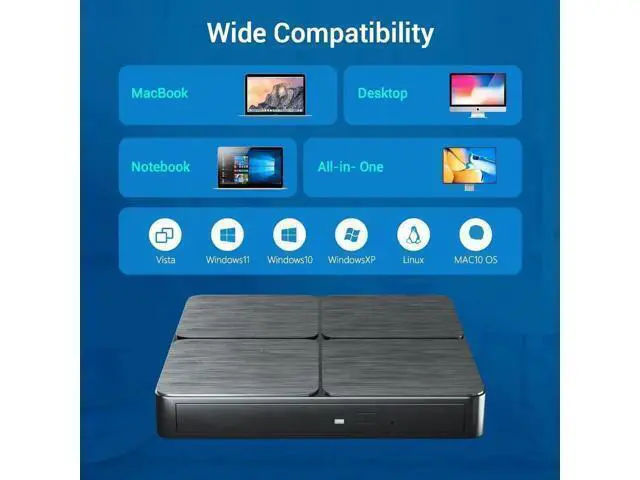 Alt view image 4 of 7 - External Bluray DVD Drive, USB 3.0 and Type-C Portable CD/DVD Drive 3D Blu-ray External DVD Drive Slim Optical External Blu-ray Player Compatible for Windows XP/7/8/10/11 MacOS Laptop,Desktop PC