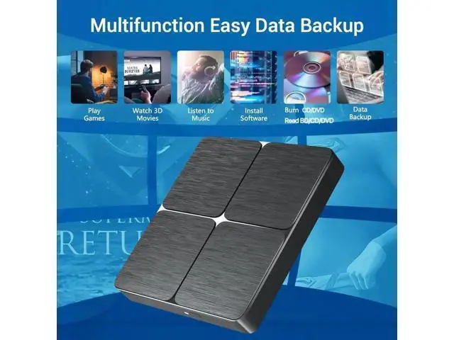 Alt view image 7 of 7 - External Bluray DVD Drive, USB 3.0 and Type-C Portable CD/DVD Drive 3D Blu-ray External DVD Drive Slim Optical External Blu-ray Player Compatible for Windows XP/7/8/10/11 MacOS Laptop,Desktop PC