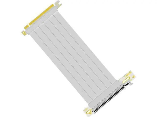 Alt view image 2 of 4 - 90 Degree Right Angle PCI-E 3.0 16x to 16x Extension Cable White HBZ-X16-1890B Full Speed Flexible Extender Card Universal PCI-E 16x Riser pcie Extender for BTC Bitcoin Mining (45cm)