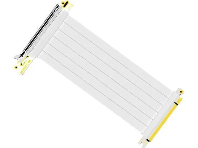 Alt view image 3 of 4 - 90 Degree Right Angle PCI-E 3.0 16x to 16x Extension Cable White HBZ-X16-1890B Full Speed Flexible Extender Card Universal PCI-E 16x Riser pcie Extender for BTC Bitcoin Mining (45cm)