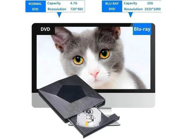 Alt view image 5 of 7 - JAENFONG External 3D Blu Ray DVD Drive Burner, Wihool Ultra Slim USB 3.0 and Type-C Blu Ray BD CD DVD Burner Player Writer Reader Disk for Mac OS, Windows xp/7/8/10, Laptop PC (Black)