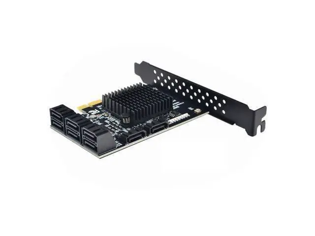 Alt view image 6 of 6 - Vszerda 8 Ports SATA 3.0 to PCIe Expansion Card Adapter Converter with 6 SATA Cables Low Profile Bracket Boot As System Disk for Marvell 88SE9215 Chip with Heat Sink HDD (6*Blue 90 °Cable)