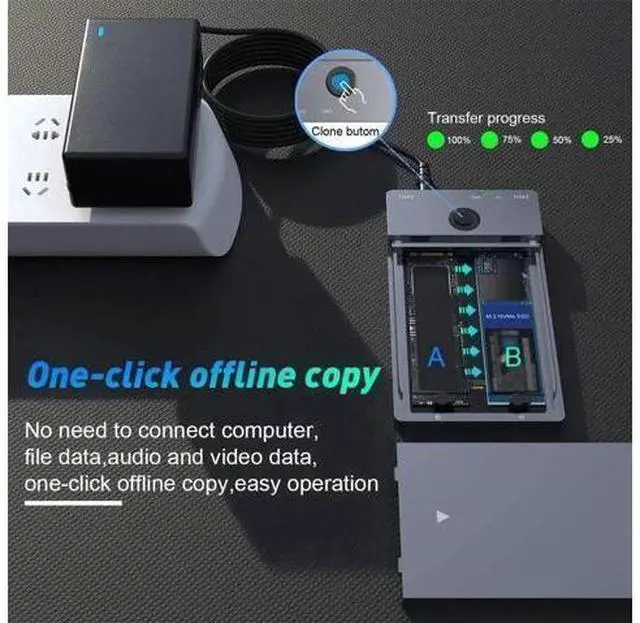 Alt view image 6 of 7 - NVMe M.2 Duplicator Dual-Bay Offline Clone 10Gbps USB C USB A to NVME Docking Station for M.2 SSD M Key Hard Drives Enclosure with NVME 2230 2242 2260 2280 Up to 8TB (Dual-Bay)