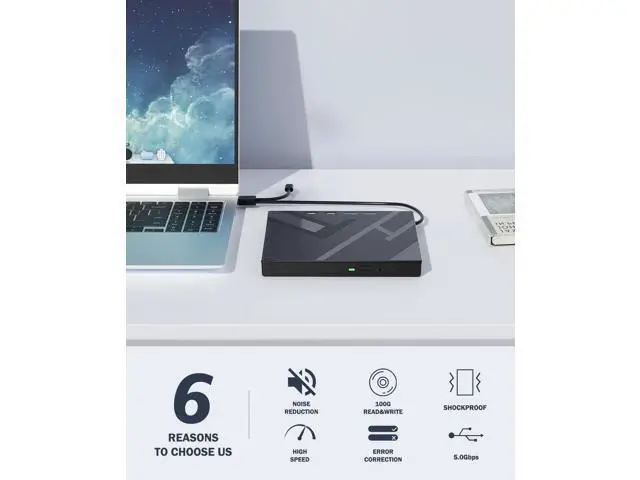 Alt view image 2 of 7 - Vszerda 7 in 1 External Blu Ray Drive, External Blueray/DVD Drive for PC with SD/TF Port Blu Ray Burner, Support 100G Disc R/W for PC External Blu Ray Drive for Windows Linux MacOS Laptop Desktop
