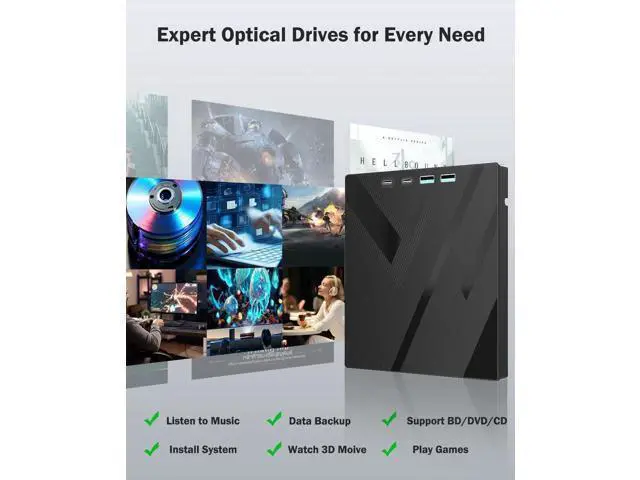 Alt view image 4 of 7 - Vszerda 7 in 1 External Blu Ray Drive, External Blueray/DVD Drive for PC with SD/TF Port Blu Ray Burner, Support 100G Disc R/W for PC External Blu Ray Drive for Windows Linux MacOS Laptop Desktop