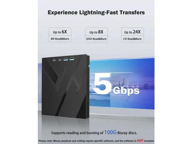 Alt view image 7 of 7 - Vszerda 7 in 1 External Blu Ray Drive, External Blueray/DVD Drive for PC with SD/TF Port Blu Ray Burner, Support 100G Disc R/W for PC External Blu Ray Drive for Windows Linux MacOS Laptop Desktop