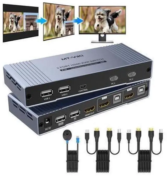Main image of MT-VIKI 4K HDMI KVM Multiviewer 2x1 w/PIP Upgrade Version in 2024 Seamless Switching 4K@30Hz, + Hotkey Switching