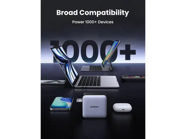 Alt view image 6 of 7 - UGREEN Nexode 100W GaN USB C Laptop Charger, 5-Port Fast Charging Power Adapter Compatible with MacBook Pro/Air, iPhone 17/16/15 Series, Galaxy S25/S24, Pixel 10/9, iPad Air, Steam Deck