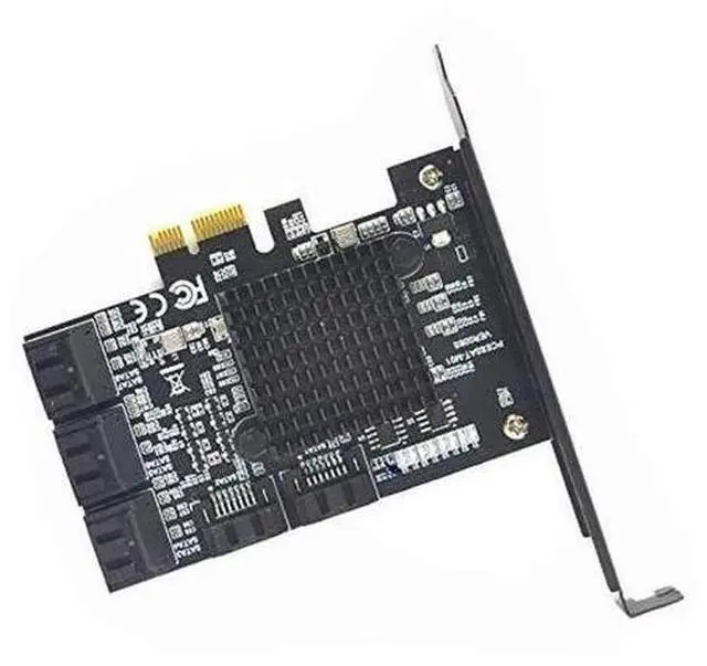 Alt view image 5 of 6 - Vszerda 8 Ports SATA 3.0 to PCIe Expansion Card Adapter Converter with 6 SATA Cables Low Profile Bracket Boot As System Disk for Marvell 88SE9215 Chip with Heat Sink HDD (6*Blue 90 °Cable)