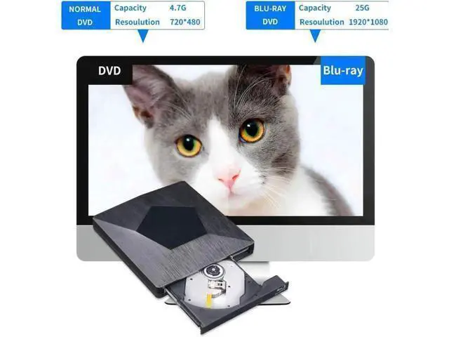 Alt view image 5 of 7 - Vszerda External 3D Blu Ray DVD Drive Burner, Wihool Ultra Slim USB 3.0 and Type-C Blu Ray BD CD DVD Burner Player Writer Reader Disk for Mac OS, Windows xp/7/8/10, Laptop PC (Black)