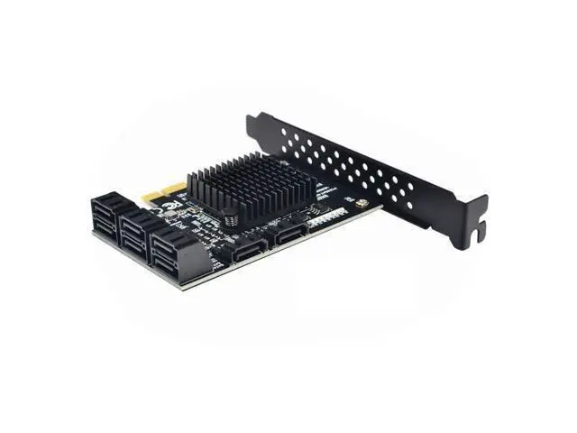 Alt view image 2 of 5 - Vszerda 8 Ports SATA 3.0 to PCIe Expansion Card Adapter Converter with 6 SATA Cables Low Profile Bracket Boot As System Disk for Marvell 88SE9215 Chip with Heat Sink HDD (Only Card)
