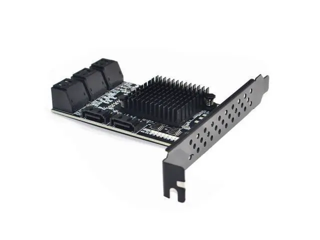 Alt view image 4 of 5 - Vszerda 8 Ports SATA 3.0 to PCIe Expansion Card Adapter Converter with 6 SATA Cables Low Profile Bracket Boot As System Disk for Marvell 88SE9215 Chip with Heat Sink HDD (Only Card)