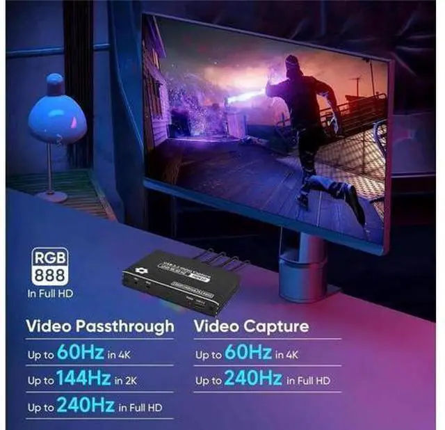 Alt view image 2 of 7 - 4K@60Hz External USB3.2 Capture Card, Stream and Record in 4K 60FPS 2K 144fps with ultra-low latency on Nintendo Switch/PS5/OBS/PC/Camera, in OBS and more, works with PC and Mac