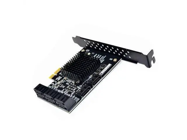 Alt view image 3 of 5 - JAENFONG 8 Ports SATA 3.0 to PCIe Expansion Card Adapter Converter with 6 SATA Cables Low Profile Bracket Boot As System Disk for Marvell 88SE9215 Chip with Heat Sink HDD (6*Black Straight Cable)