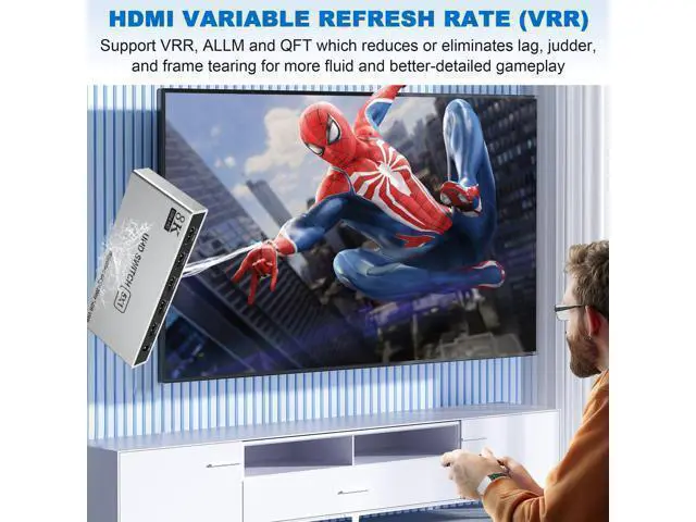 Alt view image 5 of 5 - 8K HDMI Splitter 5 in 1 Out HDMI Switch Splitter, 8K@60Hz/4K@120Hz HDMI Switch Box Port Expander with Remote 5 Port HDMI Switcher Selector Support 3D CEC HDR HDCP2.3 for PS5/4/3 Xbox TV Fire Stick