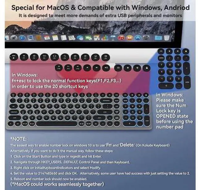 Alt view image 2 of 7 - USB C Hub Wired Keyboard with Number Pad for Mac, 9 in 1 USB C Docking Station with 4K HDMI, 4 USB Ports, 100W PD, SD/TF Cards Reader, Full-Size Aluminum Keyboard for MacBook/MacOS/Windows/Android