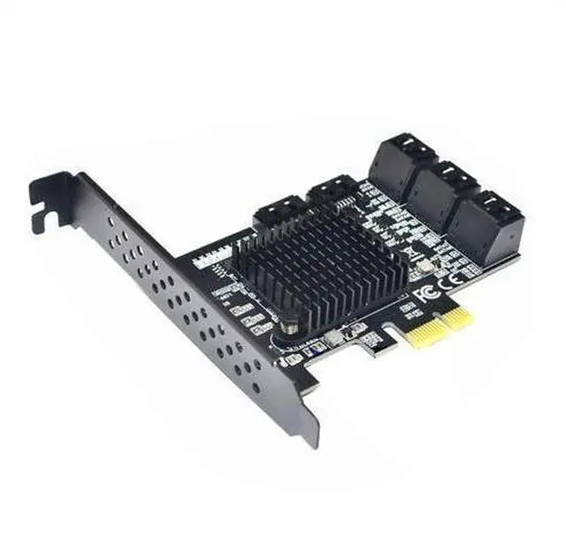 Main image of JAENFONG 8 Ports SATA 3.0 to PCIe Expansion Card Adapter Converter with 6 SATA Cables Low Profile Bracket Boot As System Disk for Marvell 88SE9215 Chip with Heat Sink HDD (Only Card)