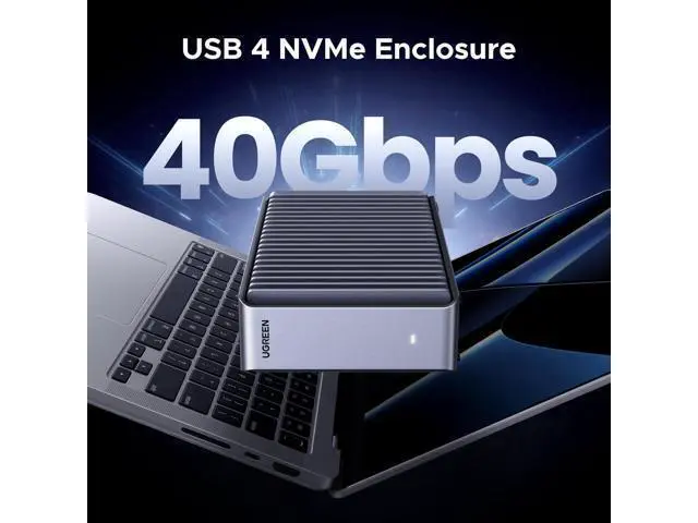 Alt view image 6 of 7 - UGREEN 40Gbps M.2 NVMe Enclosure with Aluminum Double-Sided Fin Heat Dissipation, No Noise External SSD Case Compatible with Thunderbolt 4/3/USB4/3.2/2.0 M1 M2 Pro/Max (SSD Not Included)