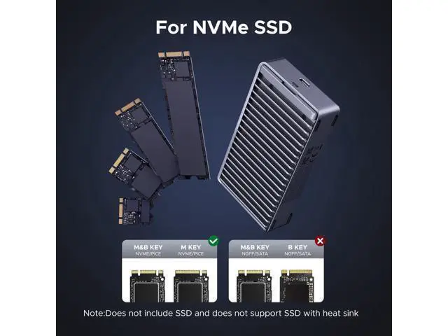 Alt view image 7 of 7 - UGREEN 40Gbps M.2 NVMe Enclosure with Aluminum Double-Sided Fin Heat Dissipation, No Noise External SSD Case Compatible with Thunderbolt 4/3/USB4/3.2/2.0 M1 M2 Pro/Max (SSD Not Included)