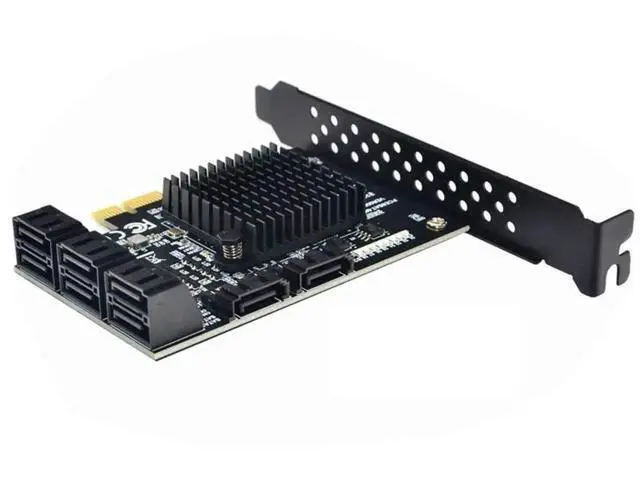 Alt view image 5 of 5 - JAENFONG 8 Ports SATA 3.0 to PCIe Expansion Card Adapter Converter with 6 SATA Cables Low Profile Bracket Boot As System Disk for Marvell 88SE9215 Chip with Heat Sink HDD (Only Card)