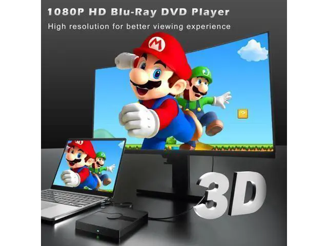 Alt view image 5 of 7 - External Blu Ray Drive, BD Player with Read/Write Capability Portable Blu-ray Player with USB 3.0 and Type-C CD/DVD Burner 3D Blu-ray Drive Compatible with Win10 and Mac OS,Drive Blu Ray Player for PC