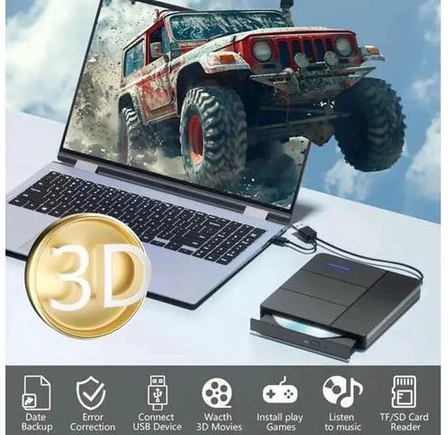 Alt view image 7 of 7 - Vszerda 7 in 1 External Blu-ray Drive with 4 USB Port & TF/SD Card Slots, Support 100G Read & Write, Portable DVD Drive Blu ray Burner, Suitable for Laptop, Desktop, Windows XP/7/8/10/11,Linux, MacOS