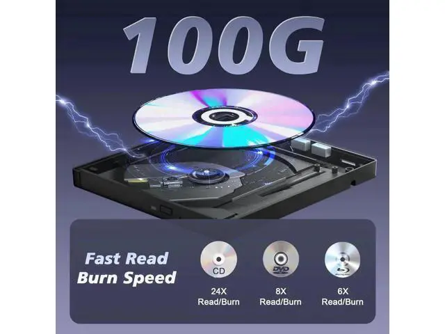 Alt view image 5 of 7 - External Blu Ray Drive, 7 IN 1 Portable Blu Ray Burner USB 3.0 Type-C Blu Ray Drive Support 100G Disc Read&Write External Bluray CD/DVD Drive Compatible with Windows MacOS Linux Laptop Desktop