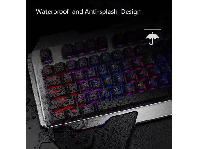 Alt view image 2 of 7 - Technology K680 Ergonomic Design,Cool Exterior Waterproof Wired 26 Anti-ghosting Keys Mechanical Feeling, Rainbow Backlit Keyboard And 2400DPI Mouse and Bluetooth Headset Combo-Black