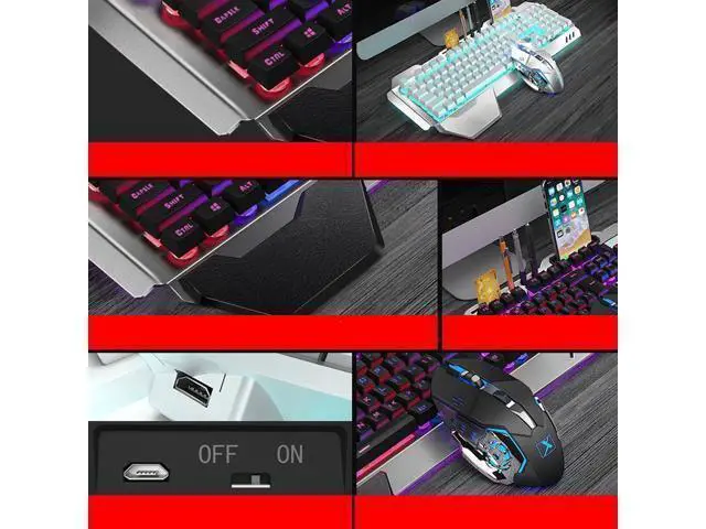 Alt view image 3 of 7 - Technology K680 Ergonomic Design,Cool Exterior Waterproof Wired 26 Anti-ghosting Keys Mechanical Feeling, Rainbow Backlit Keyboard And 2400DPI Mouse and Bluetooth Headset Combo-Black