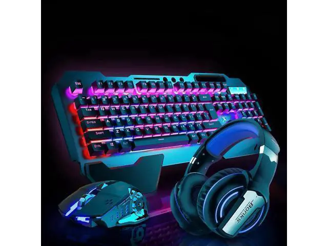 Alt view image 5 of 7 - Technology K680 Ergonomic Design,Cool Exterior Waterproof Wired 26 Anti-ghosting Keys Mechanical Feeling, Rainbow Backlit Keyboard And 2400DPI Mouse and Bluetooth Headset Combo-Black