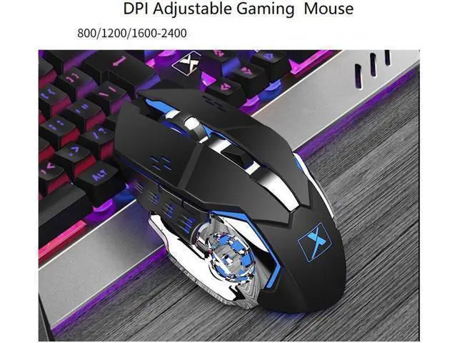 Alt view image 7 of 7 - Technology K680 Ergonomic Design,Cool Exterior Waterproof Wired 26 Anti-ghosting Keys Mechanical Feeling, Rainbow Backlit Keyboard And 2400DPI Mouse and Bluetooth Headset Combo-Black