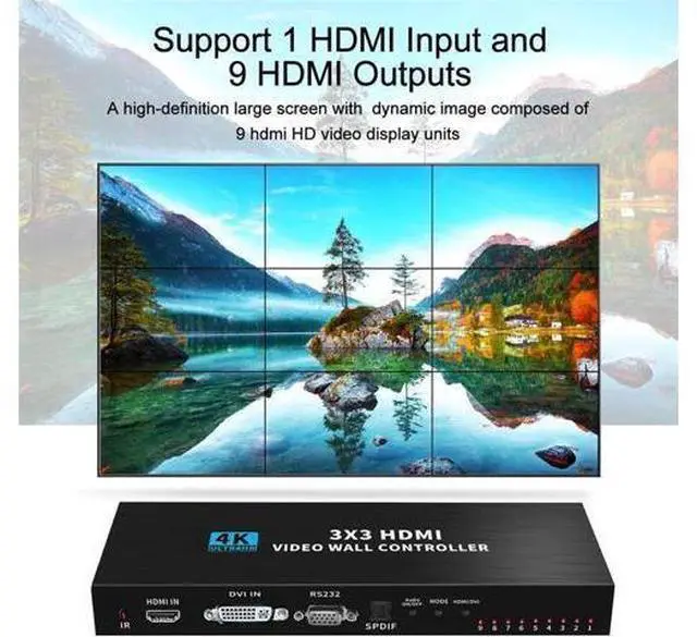 Alt view image 2 of 7 - 3x3 Video Wall Controller, Nine-Screen Splicing 1080P high Definition Image Video Wall Controller, Support for Splicing 1x1,1x2, 1x3, 1x4, 2x1, 2x2, 2x3, 2x4, 3x1, 3x2, 3x3, 4x1, 4x2