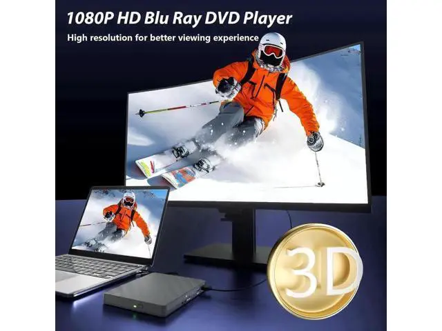 Alt view image 2 of 7 - 5 in 1 External Blu Ray Drive, Portable Blu Ray Player with USB 3.0 Type-C, CD DVD Burner 3D Blu-Ray with SD/TF Ports, Blu Ray Drive Compatible with Windows Laptop Desktop, Bluray Player for PC