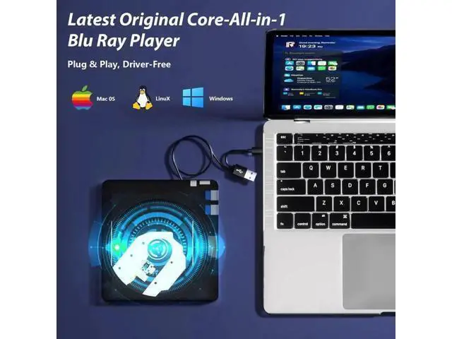 Alt view image 4 of 7 - 5 in 1 External Blu Ray Drive, Portable Blu Ray Player with USB 3.0 Type-C, CD DVD Burner 3D Blu-Ray with SD/TF Ports, Blu Ray Drive Compatible with Windows Laptop Desktop, Bluray Player for PC