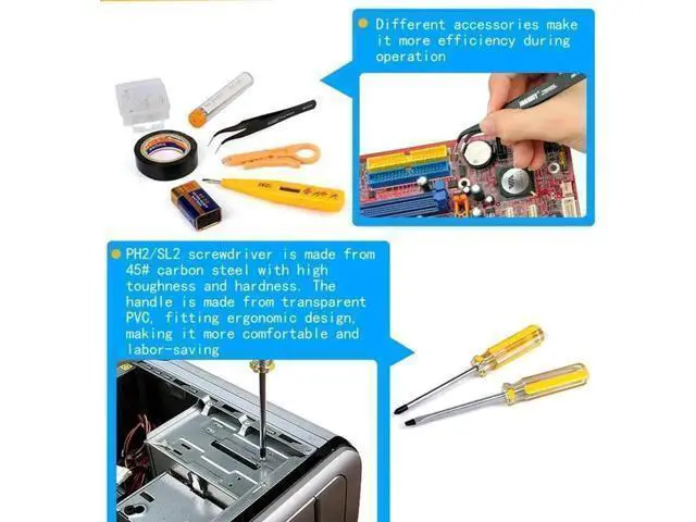Alt view image 3 of 6 - Network Crimp Tool Kit for RJ45/RJ11/RJ12/CAT5/CAT6/Cat5e/8P, Professional Crimper Connector Stripper Cutter, Computer Maintenance Lan Cable Pliers Tester Soldering Iron Set